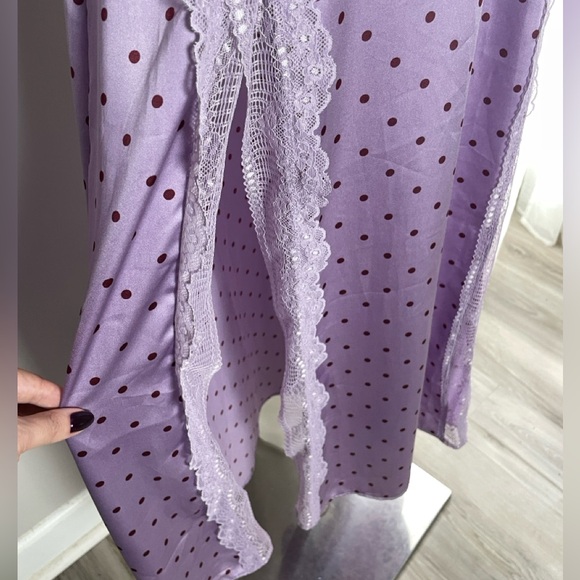NWOT Bad For You Print Lace Nightgown Dress Polka Dot Petal Combo XS - Picture 5 of 12